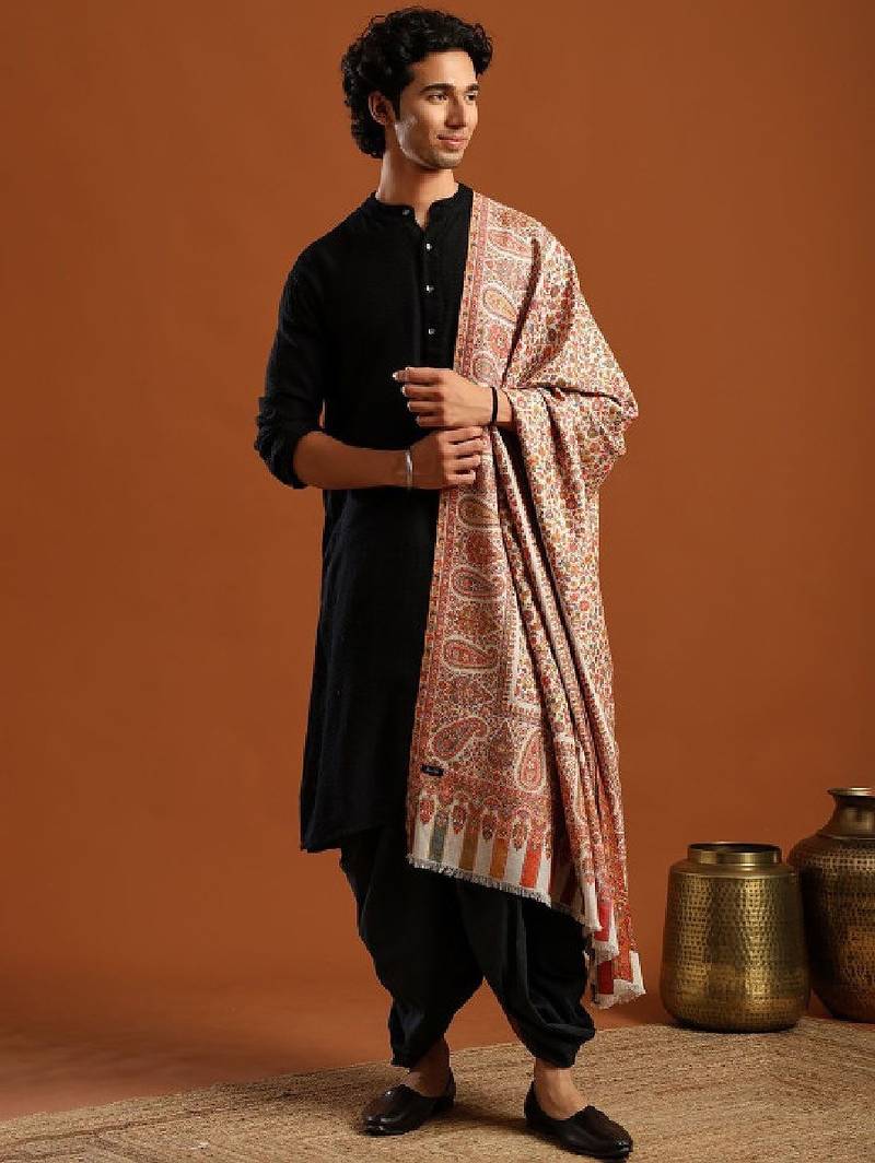 Men floral woven design shawl