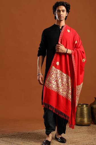 Floral embroidered shawl