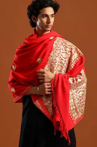 Floral embroidered shawl