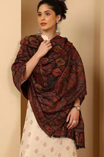Ethnic motifs woven design shawl