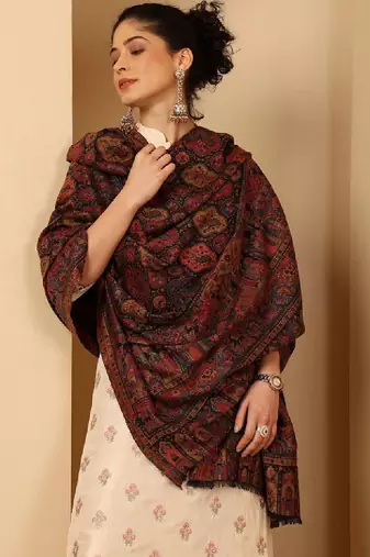 Ethnic motifs woven design shawl
