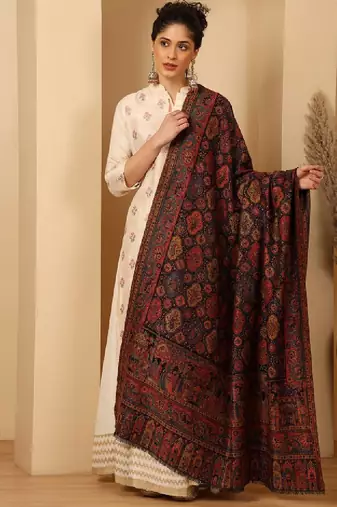 Ethnic motifs woven design shawl