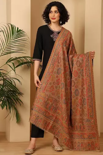 Ethnic motifs woven design shawl