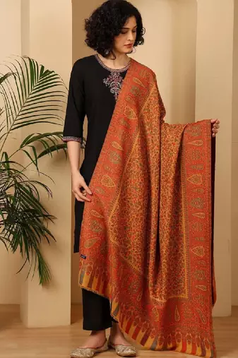 Floral woven design shawl