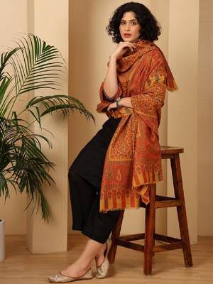 Floral woven design shawl 2