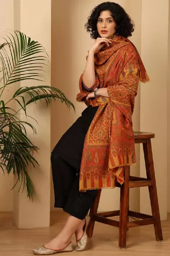 Floral woven design shawl