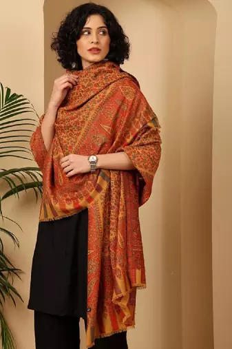 Floral woven design shawl
