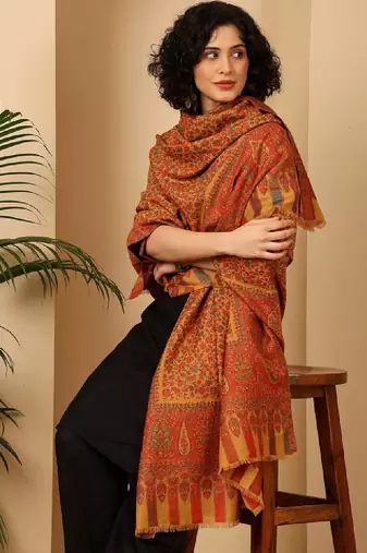 Floral woven design shawl