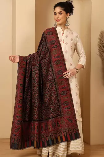 Floral woven design shawl