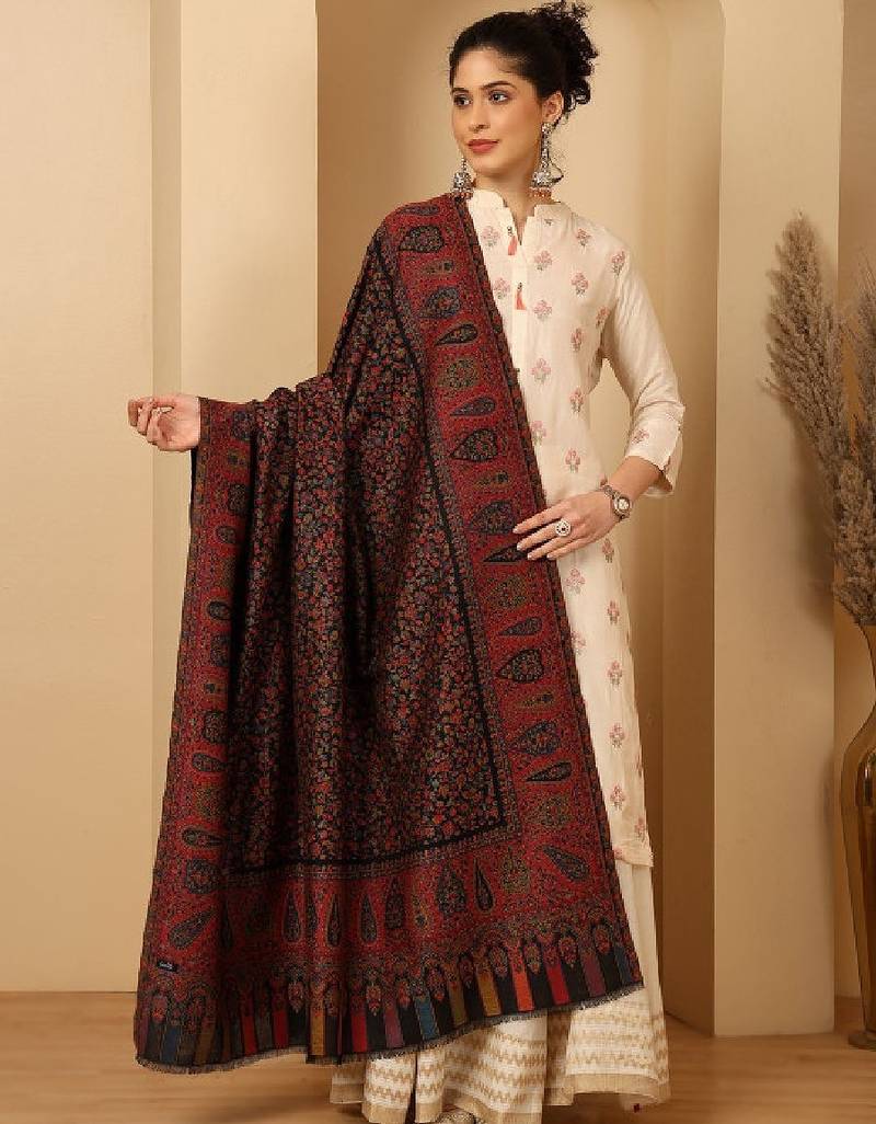 Floral woven design shawl