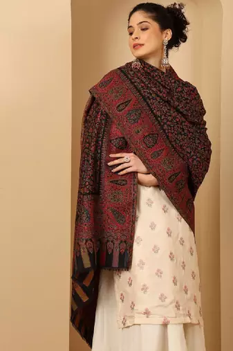 Floral woven design shawl