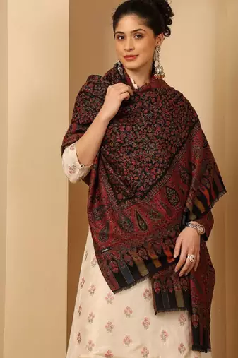 Floral woven design shawl