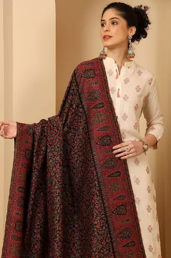 Floral woven design shawl
