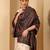 Floral woven design zari fringed shawl