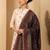 Floral woven design zari fringed shawl