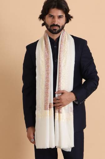 Men embroidered stole with fringes