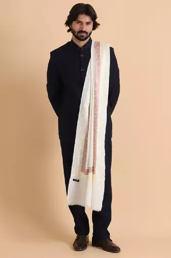 Men embroidered stole with fringes