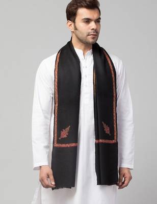 Men fine wool kingri embroidery stole with fringes 1