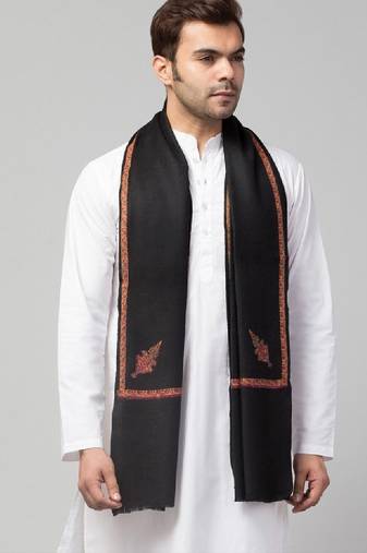 Men fine wool kingri embroidery stole with fringes
