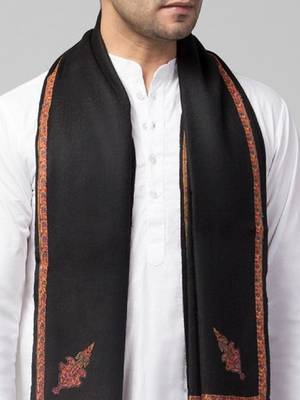Men fine wool kingri embroidery stole with fringes 2