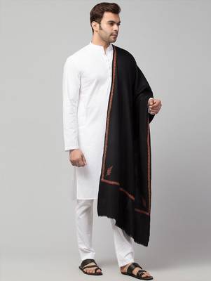 Men fine wool kingri embroidery stole with fringes 3