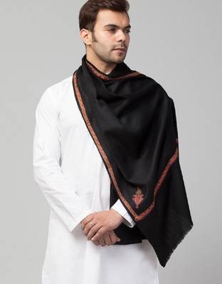Men fine wool kingri embroidery stole with fringes 4