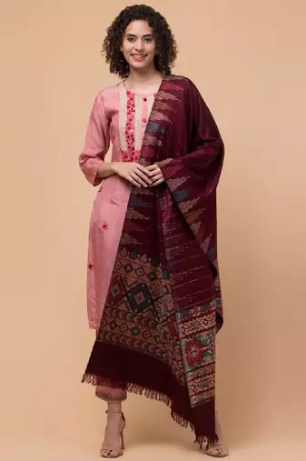 Geometric woven design acrylic stole