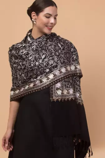 Floral embroidered thread work stole