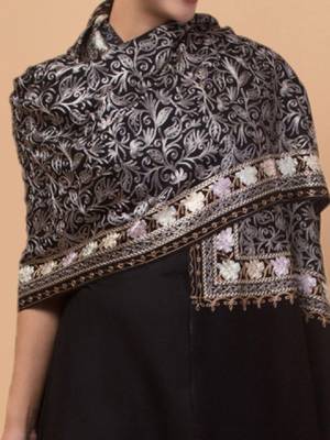 Floral embroidered thread work stole 2