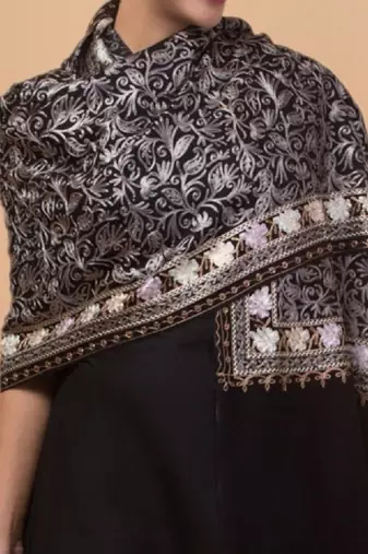 Floral embroidered thread work stole