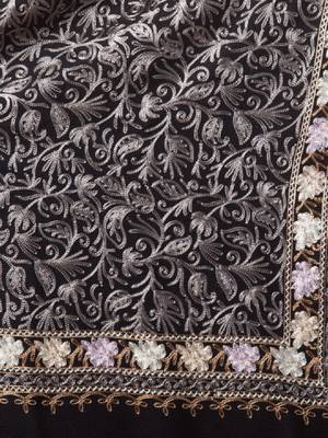 Floral embroidered thread work stole 3