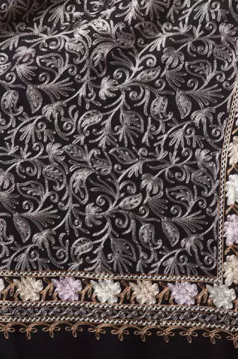 Floral embroidered thread work stole