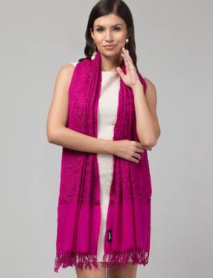 Floral embroidered aari work woollen stole 4