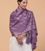 Women ethnic motifs woven design zari stole with fringes