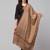 Women solid wool stole with kingri embroidery & fringes