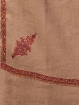 Women solid wool stole with kingri embroidery & fringes 4
