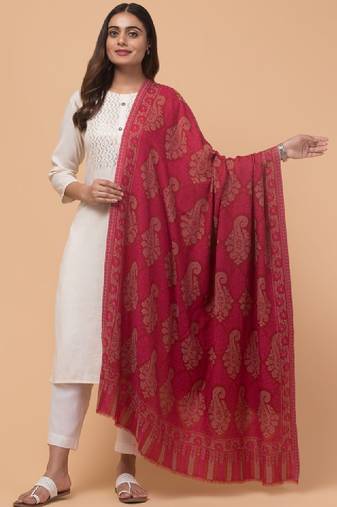Women ethnic motifs woven design shawl
