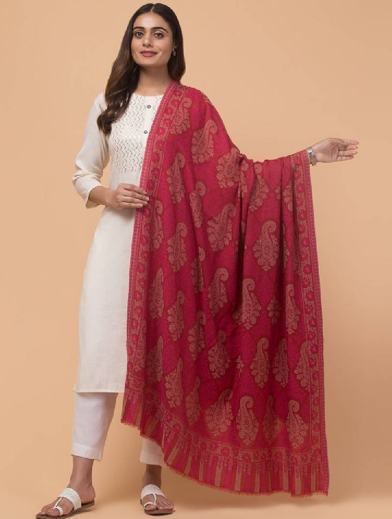 Women ethnic motifs woven design shawl