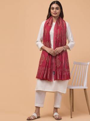 Women ethnic motifs woven design shawl 4