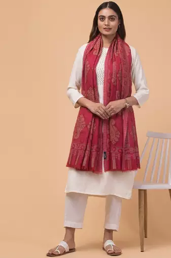 Women ethnic motifs woven design shawl