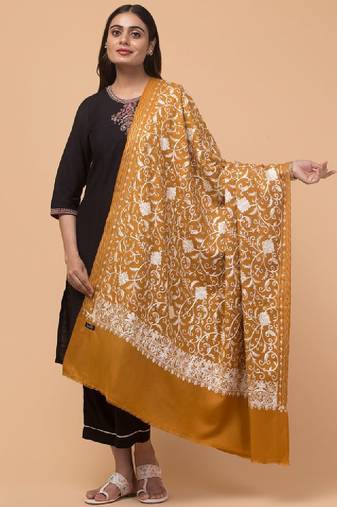 Floral embroidered shawl