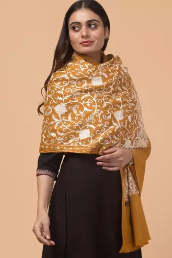 Floral embroidered shawl