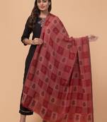 Checked woven design woollen shawl