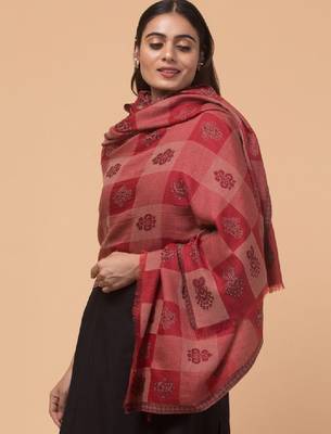 Checked woven design woollen shawl 2