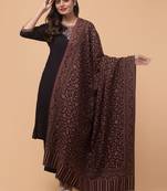 Floral woven design woolen shawl