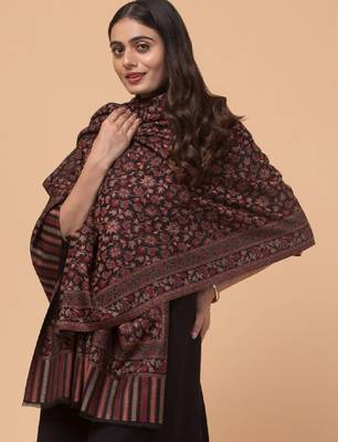 Floral woven design woolen shawl 2