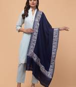 Floral embroidered pure woollen shawl