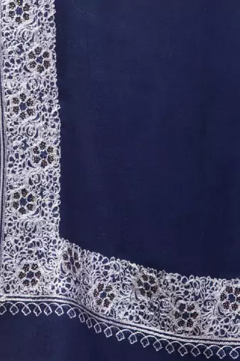 Floral embroidered pure woollen shawl