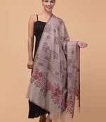 Floral woven design fringed woollen shawl