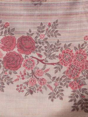 Floral woven design fringed woollen shawl 3